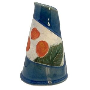 Hand Made Ravenscrag Slip Pottery Creamer/Vase 5.25" w/Leaf & Peaches Signed